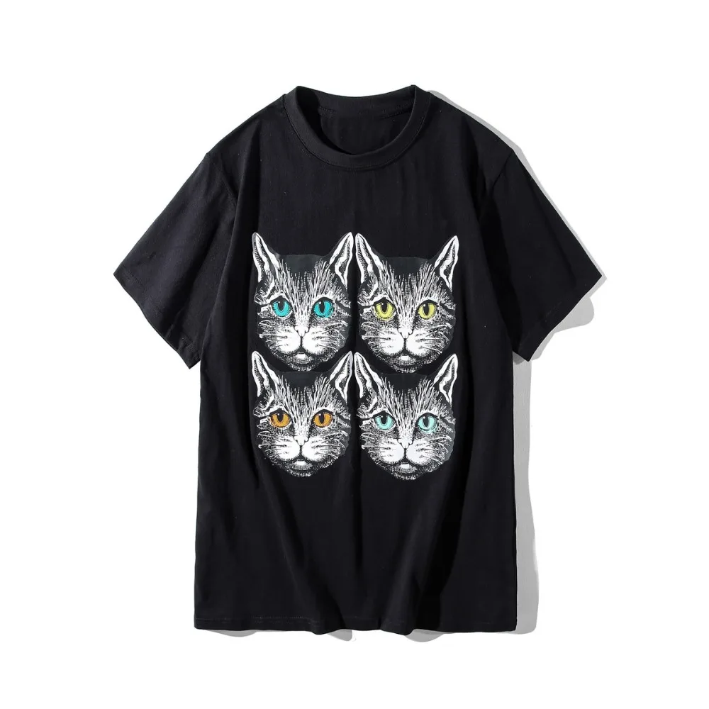 

men 4 cats print Short-sleeved t shirt unisex s/s top tee summer cotton t-Shirt