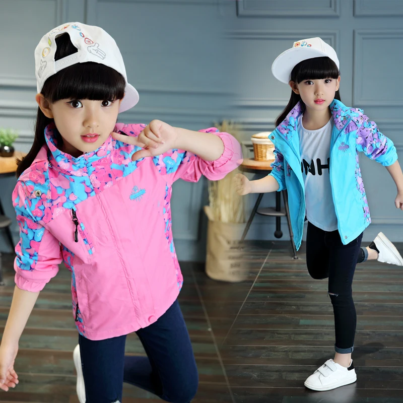 

Girls thin coat spring and autumn 2019 casual long sleeve windbreaker children's stormwear