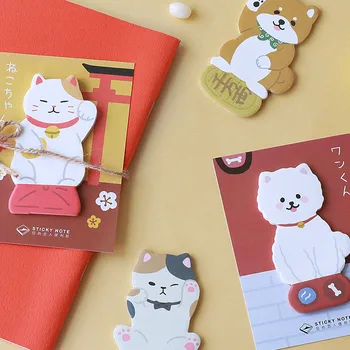 

30 Sheets Cute Meow Cat Hello Dog Memo Pad Sticky Notes School Supplies Stationery Paper Stickers Notepad Post Bookmark Lable