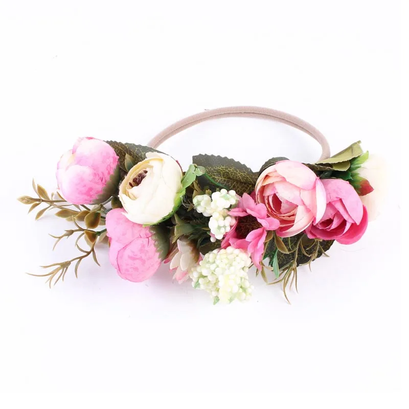 Для девочек тканевый цветок, повязка на голову тюрбан элегантная Цветочная Корона Романтическая Свадебная Цветочная Корона Boho Свадебный венок повязка на голову