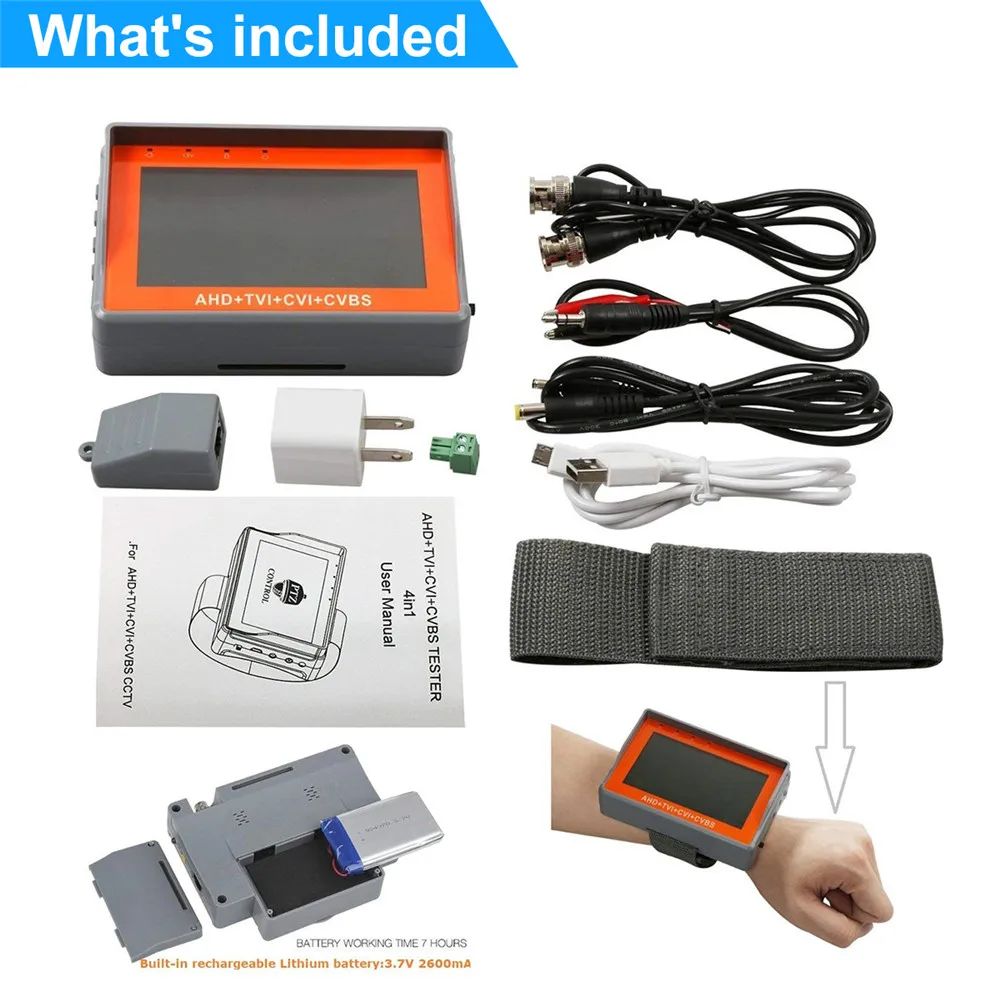 IV7W 4.3 inch four in one HD CCTV tester monitor AHD CVI TVI CVBS analog cameras testing 5MP 3MP 1080P 960P 720P PTZ