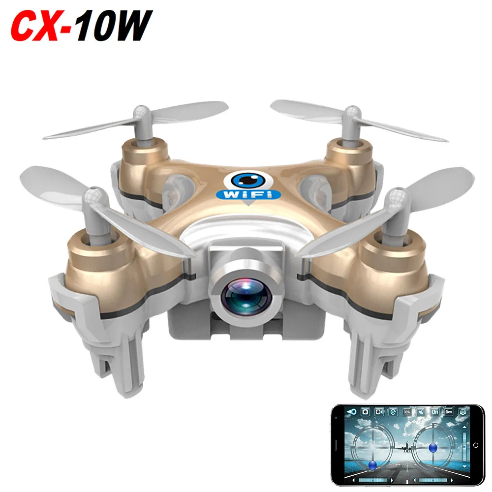 

2016 NEW CX-10w CX10w 2.4G 4CH Mini Drone with Camera 0.3MP 6 Axis WIFI Control RC Quadcopter RTF Headless Mode vs GW008