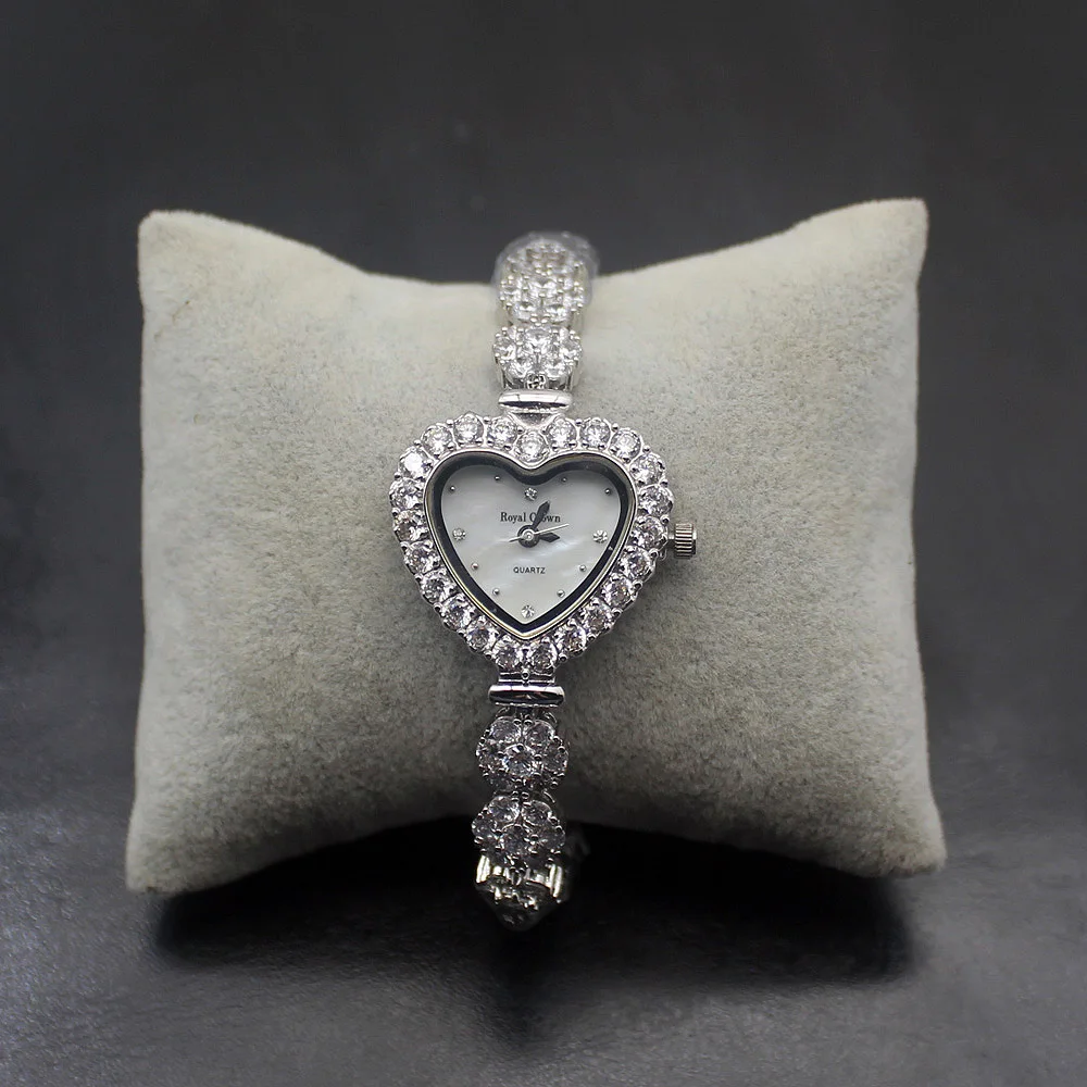 

Women Band Wristwatches Sterling Silver Fit Prom Dresses Heart Shape Fashion Jewelry Watch Bracelet 8 inch Free Shipping W29