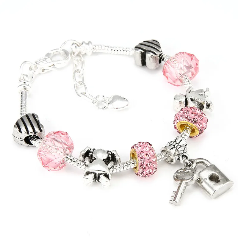 New Original Charm Bracelet Lock key Cupid's Arrow Charms Pandora