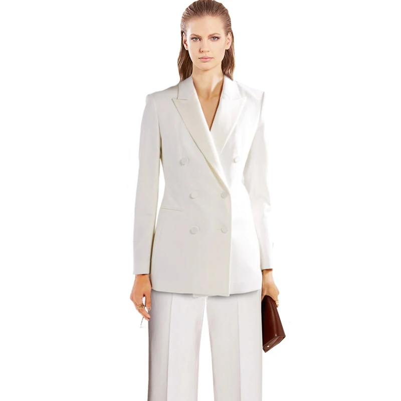 Women Pant Suits silk lady suit office Formal Work Wear Customizewhite Women Ladies Business Office Tuxedos New Fashion Suits