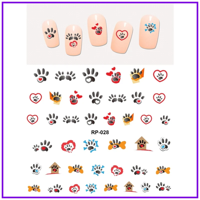 NAIL ART BEAUTY наклейка на ногти водная наклейка слайдер мультфильм животное коготь лапа ноги Печать RP025-030