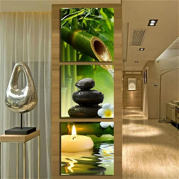 

HD Printed 3 Piece Canvas Art Buddha Orchid Zen Painting Wall Art Picture for Home Decor