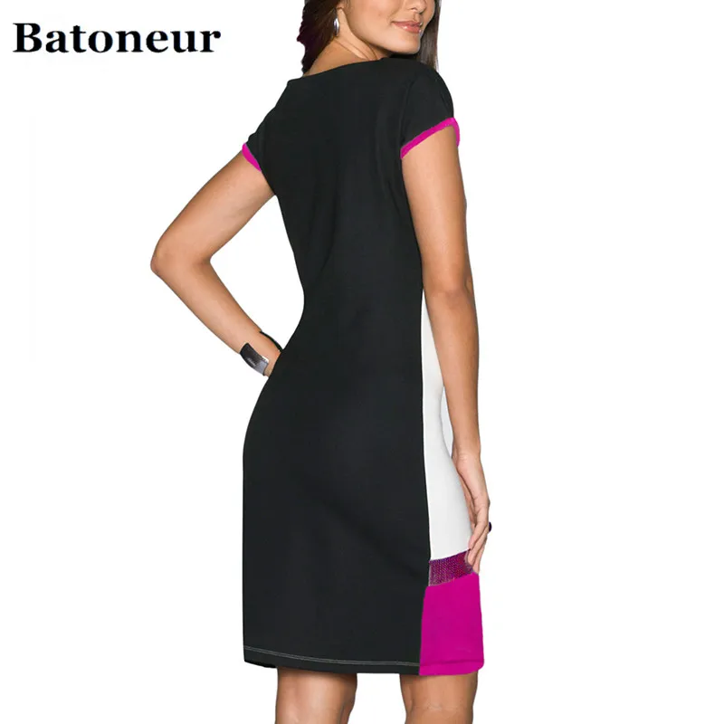Ruiyige-2018-Women-Daily-Shift-Dress-Summer-O-Neck-Pacthwork-Vestidos-Sheath-Contrast-Sequined-Midi-Robes (3)