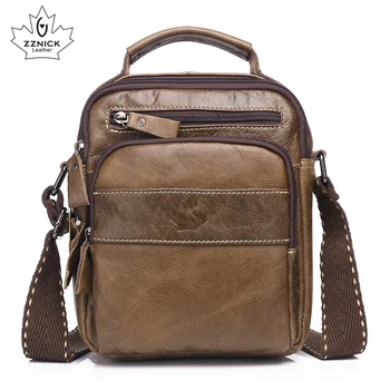 

Genuine Leather Shoulder Bag Mens Handbag Genuine Leather Crossbody Bags 2019 Fashion Zipper Men Messenger Bag ZZNICK