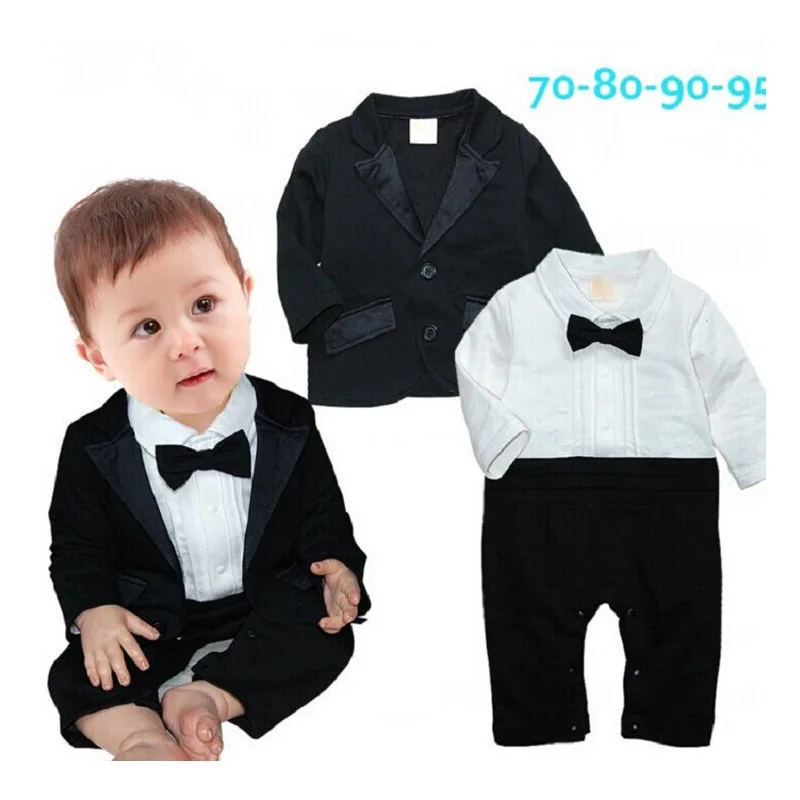 Autumn Gentleman Baby Clothing Set Tie long Sleeve Coat Newborn Boys Wedding Clothes Modern Wedding Suits For Baby Boys - Цвет: Черный