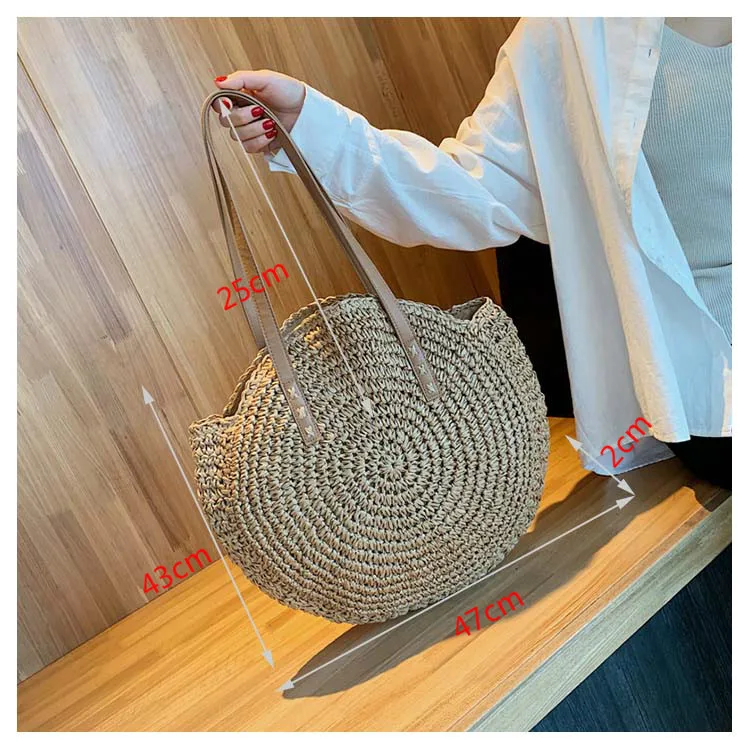 Women's Casual Rattan Shoulder Bag Size