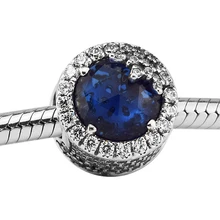 Подходит для Pandora Charms браслеты Ослепительная Снежинка бусины с полуночным синим CZ 925 пробы-серебро-ювелирные изделия