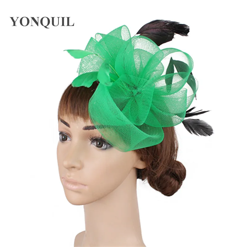 Многоцветные кринолиновые модные чародейные женские свадебные заколки для волос Красочные сетчатые фотостудии головные уборы MYQ054 - Цвет: Зеленый