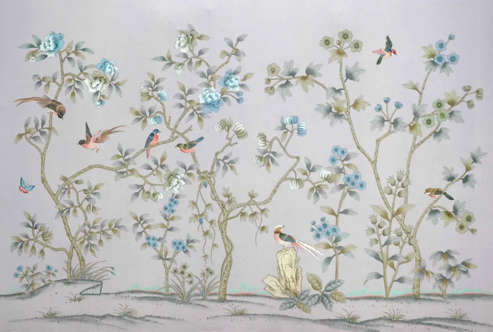 Wallpaper With Birds hand painted silk wallpaper painting flower and fruit with birds Wallpaper With Birds hand painted silk wallpaper painting flower and fruit with birds