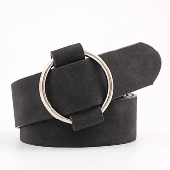 

Casual Female Round Metal Circle Buckle Wide Belts Woman Ladies Faux Leather Straps Waist Belts Women Dress Jeans Belt