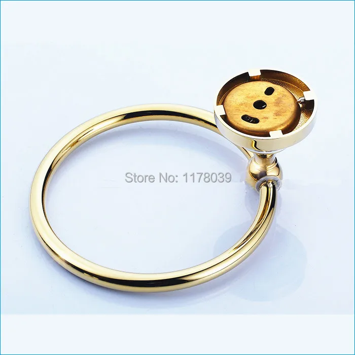 Европейский стиль золотой держатель для полотенец, настенное крепление для ванной комнаты круговое кольцо вешалка для полотенец, банное кольцо для полотенец, J15517
