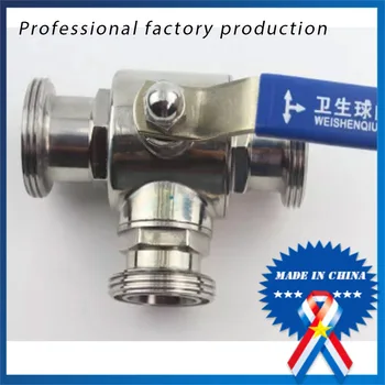 

free shipping 1 inch Sanitary Female Thread T-way Ball Valve
