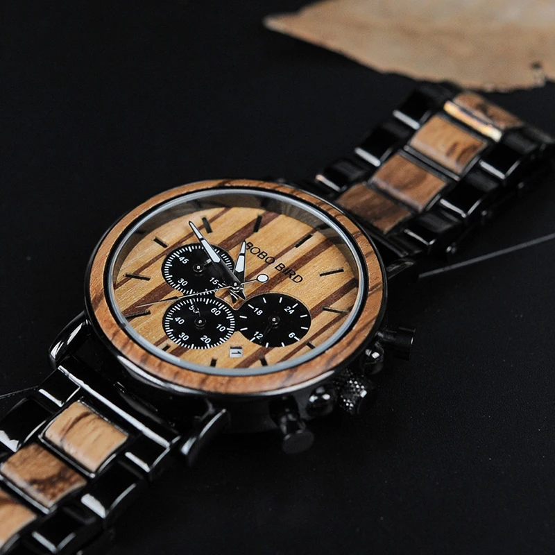 Zegarek męski drewniany na bransolecie Bobo Bird Logos 8 Zegarek drewniany Bobo Bird Logos 7