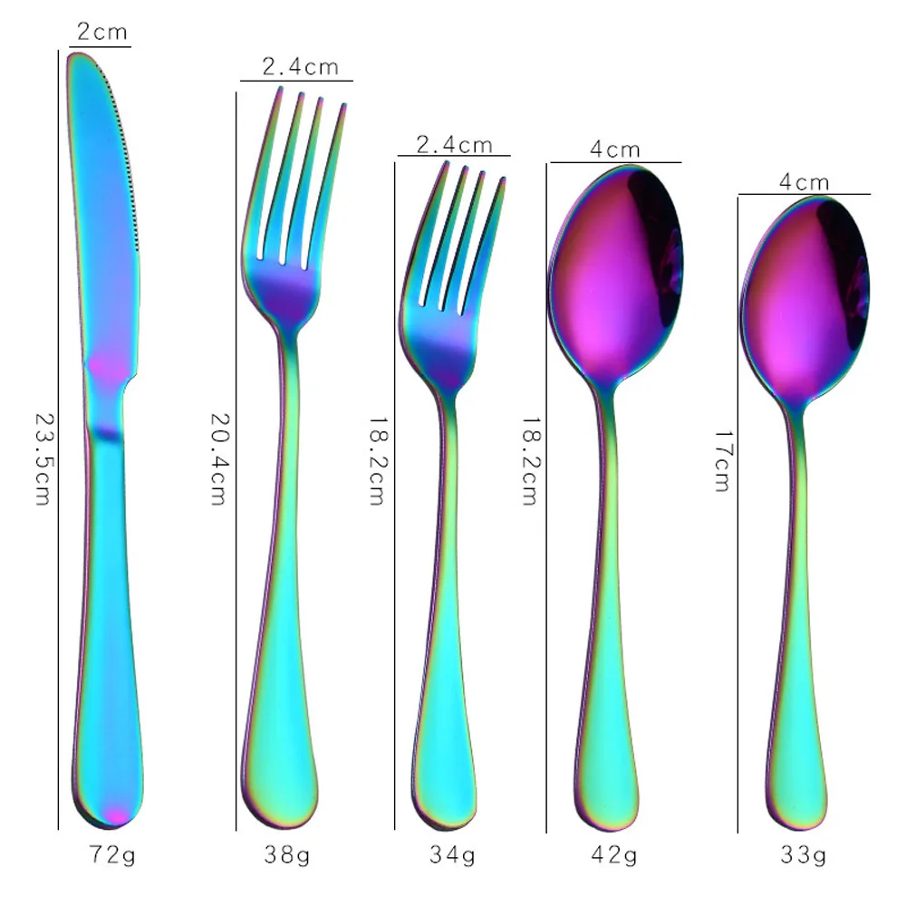 

Tableware Set 5PCS Set Stainless Steel Upscale Dinnerware Flatware Cutlery Fork Spoon Teaspoon Kitchen Dinner Party Tableware