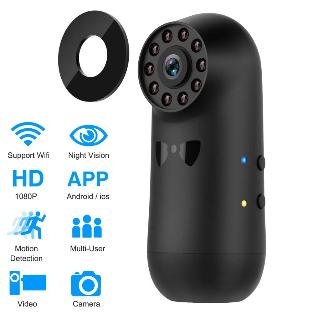 

12MP WiFi Mini IP Camera HD 1080P Security Motion Detection Video Cam Magnetic Clip Night Vision Sports DV Recorder Baby Monitor