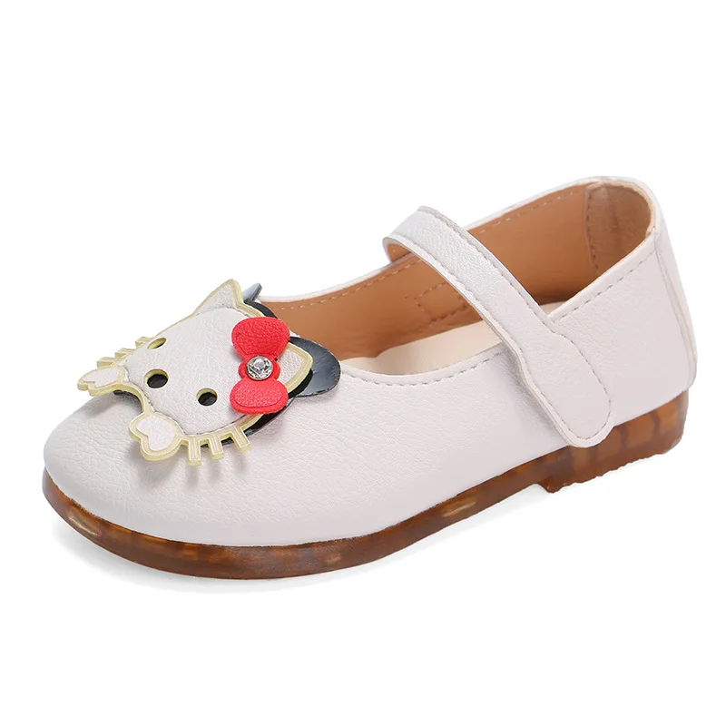 Белый KINE PANDA/Обувь для девочек 1, 2, 3, 4 лет; платье принцессы для маленьких девочек; Танцевальная кожаная обувь - Цвет: Белый