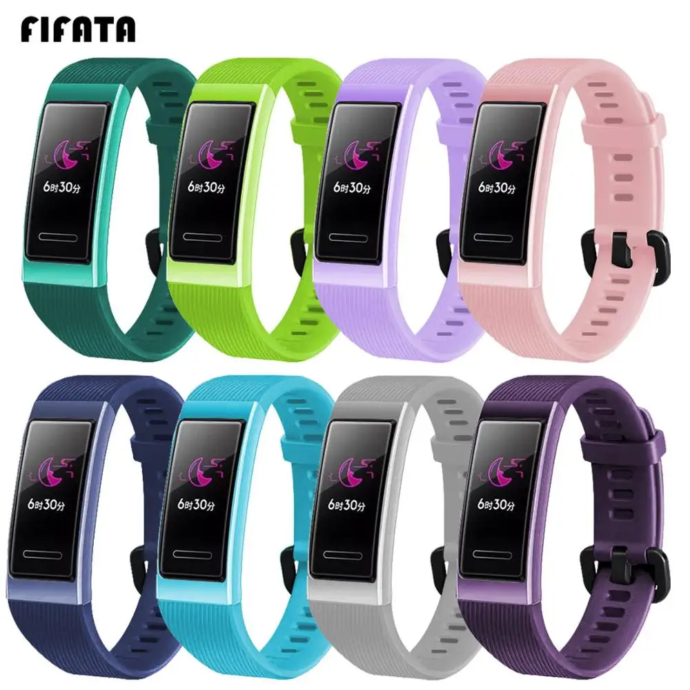 FIFATA Красочный мягкий сменный силиконовый спортивный ремешок для часов Huawei Band 3