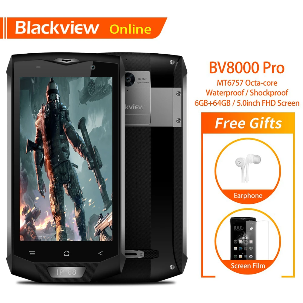 Blackview BV8000 Pro смартфон экран 5 0 дюймов Восьмиядерный Android 8 6 ГБ + 64 ГБ|Смартфоны| |