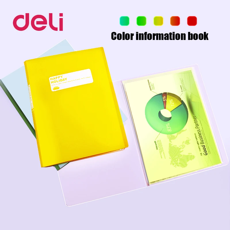 

Deli 40 Pages A4 Multilayer File Folder Colorful Insert Loose Leaf Book Student Information Sheet Music Folder Data Book