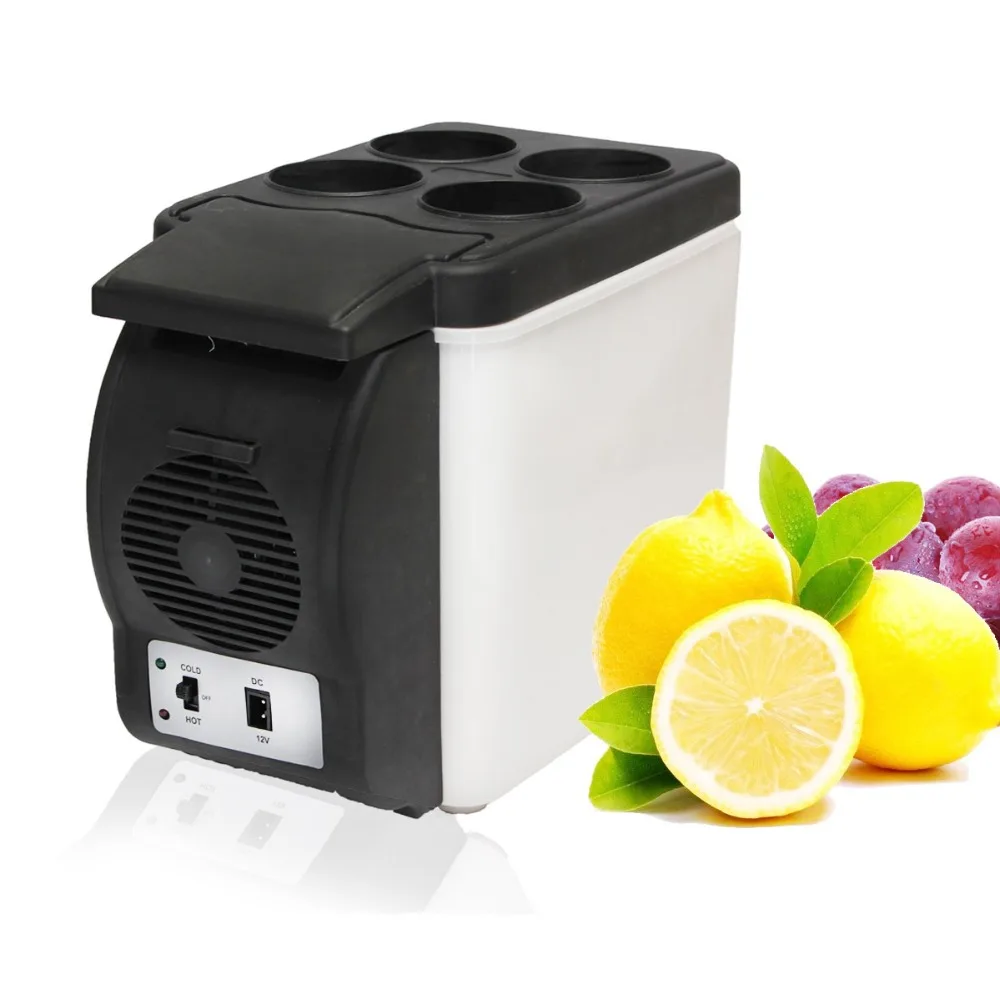 6L Car Refrigerator Portable Vehicle Fridge Electric Cool Box Cooling And Warming Dual-purpose Kitchen Household White 12V DC