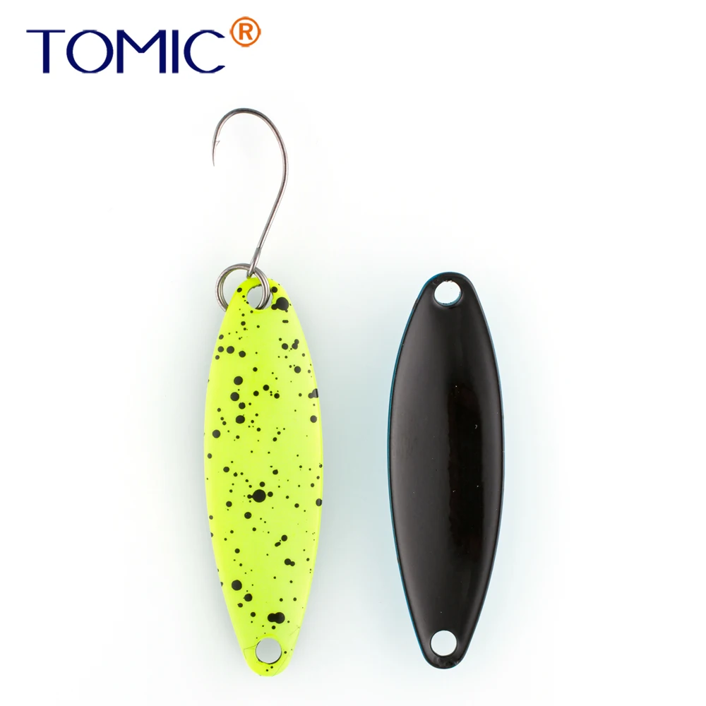 

Tomic 3g 5g freshwater casting fishing lures lake stream area trout spoons metal lures hard bait spinner UV color blinkers