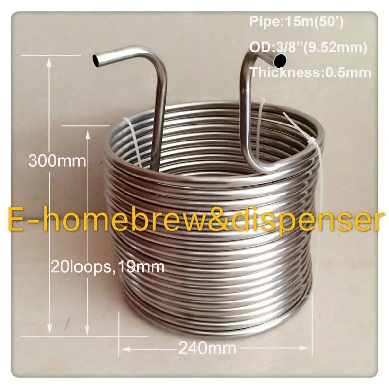 3/8" x 50' Wort Chiller ,food grade 304 stainless steel , Beer Cooling Coil or Malt Juice Cooler