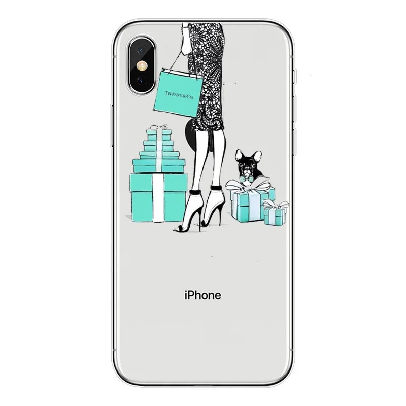 Модный Синий чехол для девочек iPhone XS MAX XR 8 7 6 6s Plus 5 5S SE силиконовый прозрачный