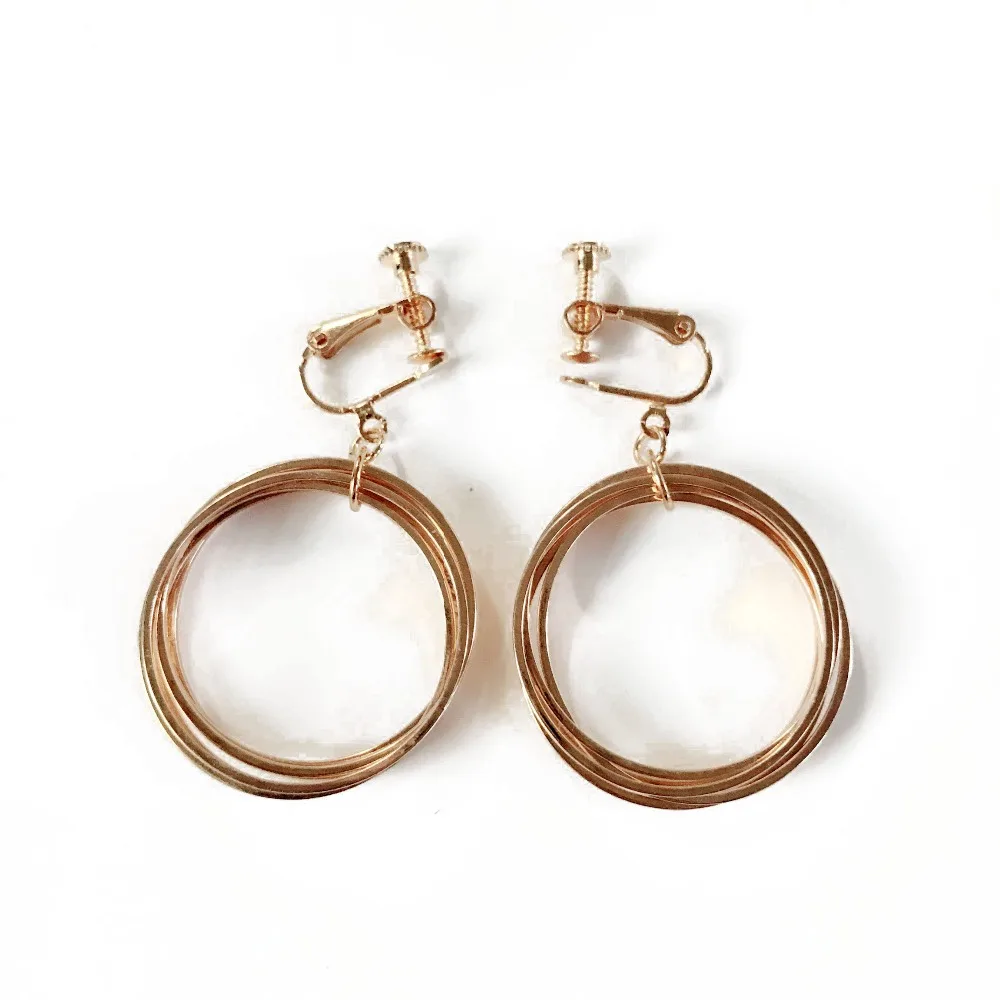 Free Shipping New Round Circles Sweet Elegant Party Holiday Clip Earring