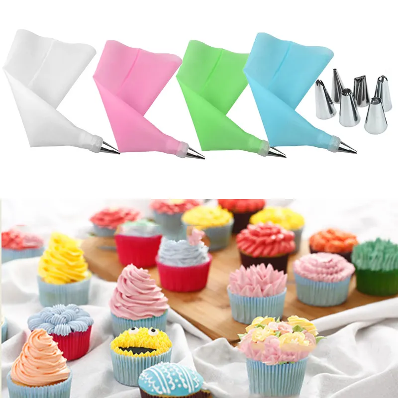 

IVYSHION 8pcs Silicone Forms Icing Piping Nozzles Pastry Bag Pastry Baking Tool Fancy Cake Mold Cake Decorating Tool Bakeware