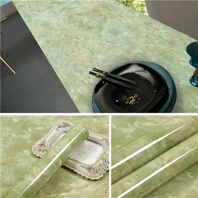 Мраморный узор восстановленные наклейки мебель шкаф для одежды ванная гостиная ПВХ самоклеющиеся водонепроницаемые маслостойкие наклейки - Цвет: Зеленый