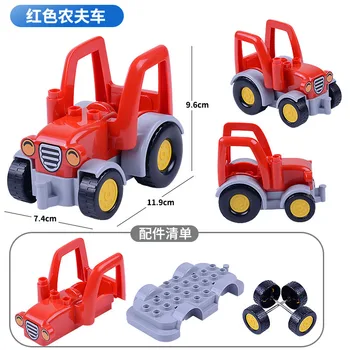 

Duploe Red Farmers Car Cities Big Size Educational Action Figures Kit Building Blocks Parts Gift Toy For Children