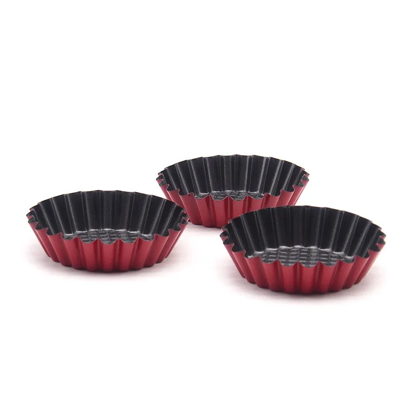 2 pcs Mini Non-stick Carbon Steel Tart Mold Chrysanthemum Fruit Tarts Mold Pie Pan Muffin Cake Shell Molds Tart Pan Quiche Pan02