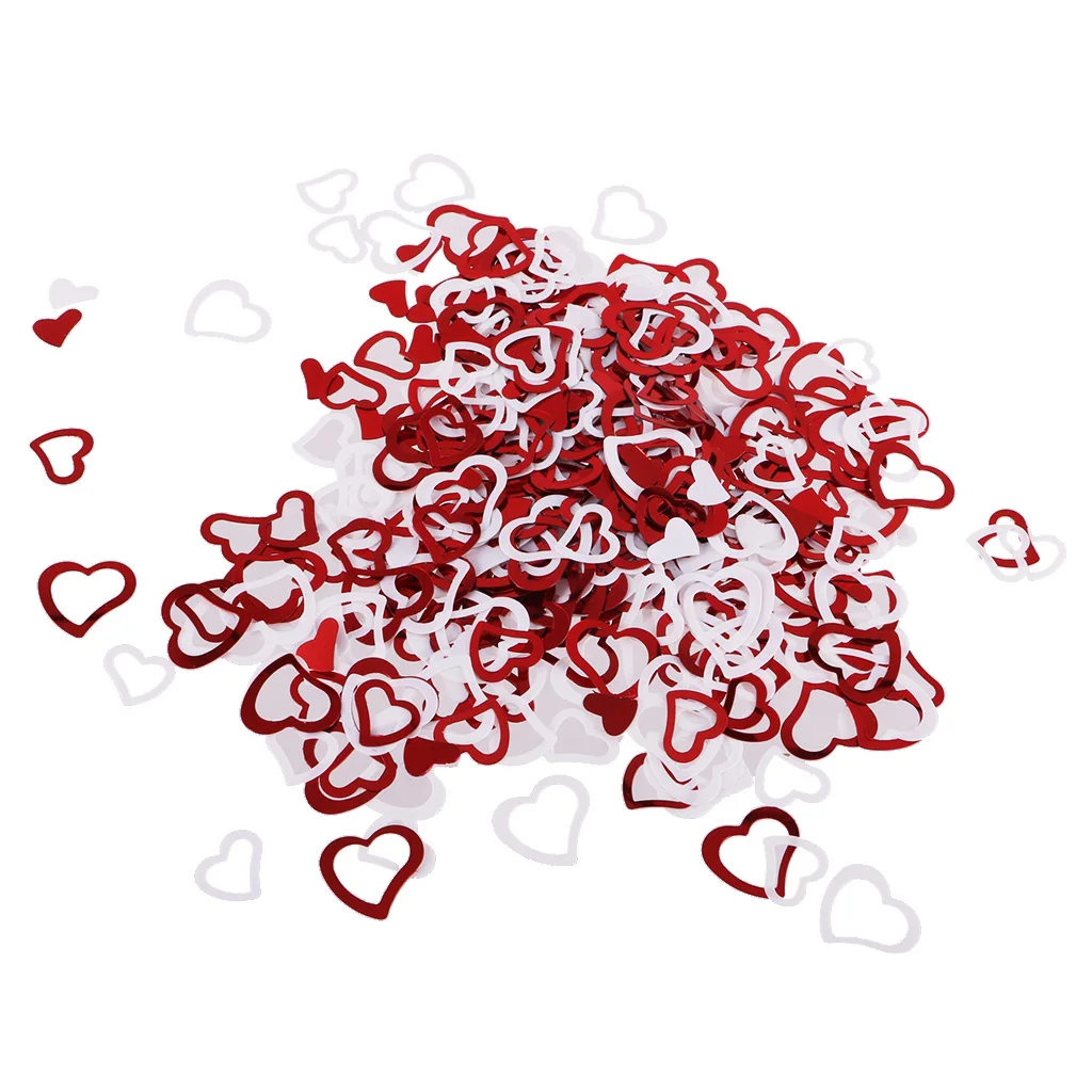 Glitter Heart Confetti Sprinkles Paper Table Confetti Dots for Wedding Birthday Party Decoration (Red, White, 16g)