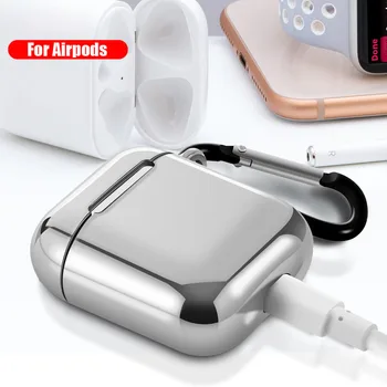 

For AirPods 2 Case Luxury Plating Soft Silicone TPU Earphone Cases For Apple Airpods 2 Cover Funda with Finger Ring Strap