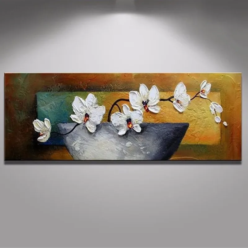 

Hand Painted Abstra Flowers Oil Painting on Canvas Acrylic Floral Paintings Palette Knife Modern Home Decor Wall Art Pictures