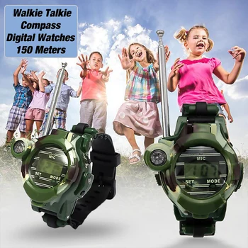 

2PCS Walkie Talkie Watch Child Kids Watches Outdoor Game Interphone Clock Gift