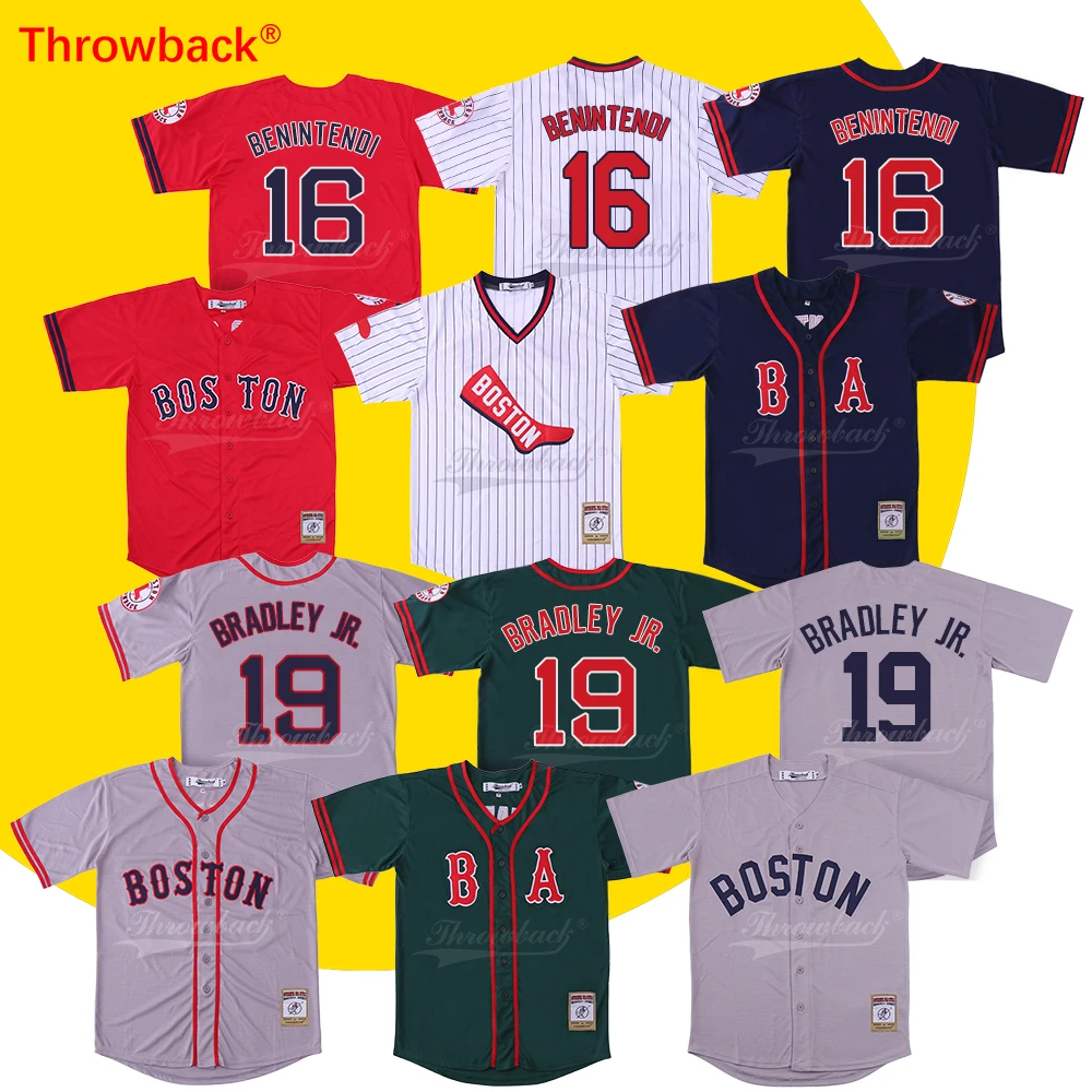 Throwback Jersey Men's Boston Jersey 19 Jackie Bradley Jr. Jersey 16 Andrew Benintendi Baseball Jersey