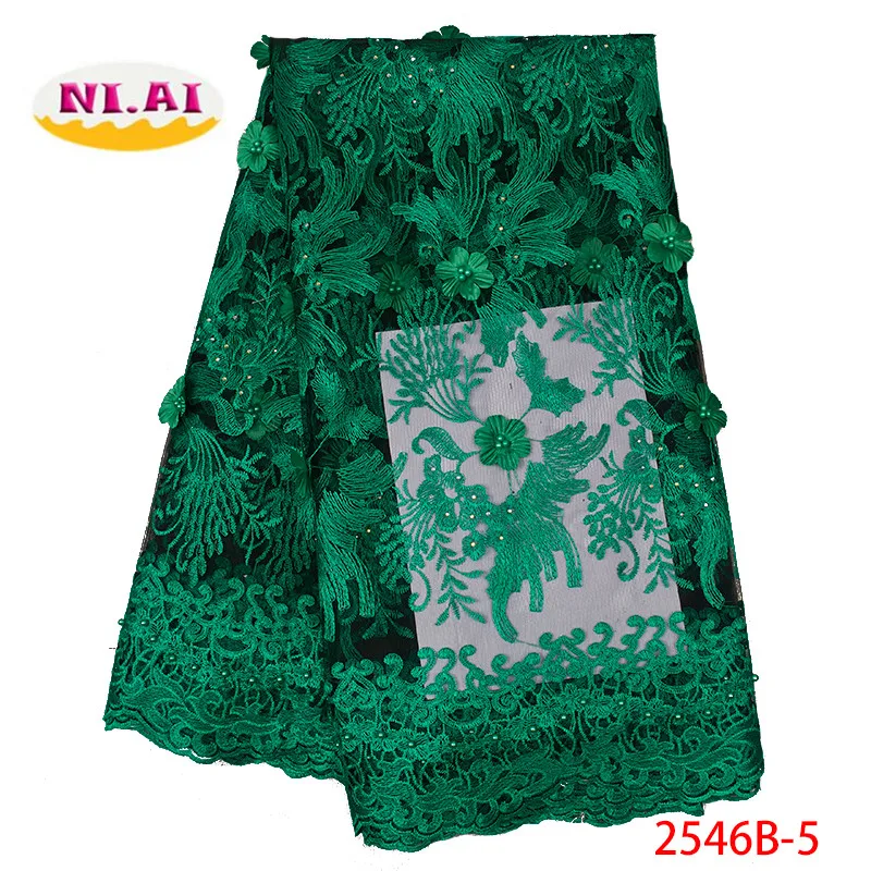 

African 3D Lace Fabric 2019 Embroidered Nigerian Lace Fabrics High Quality French Tulle Lace Fabric For Women Dress XY2546B-5