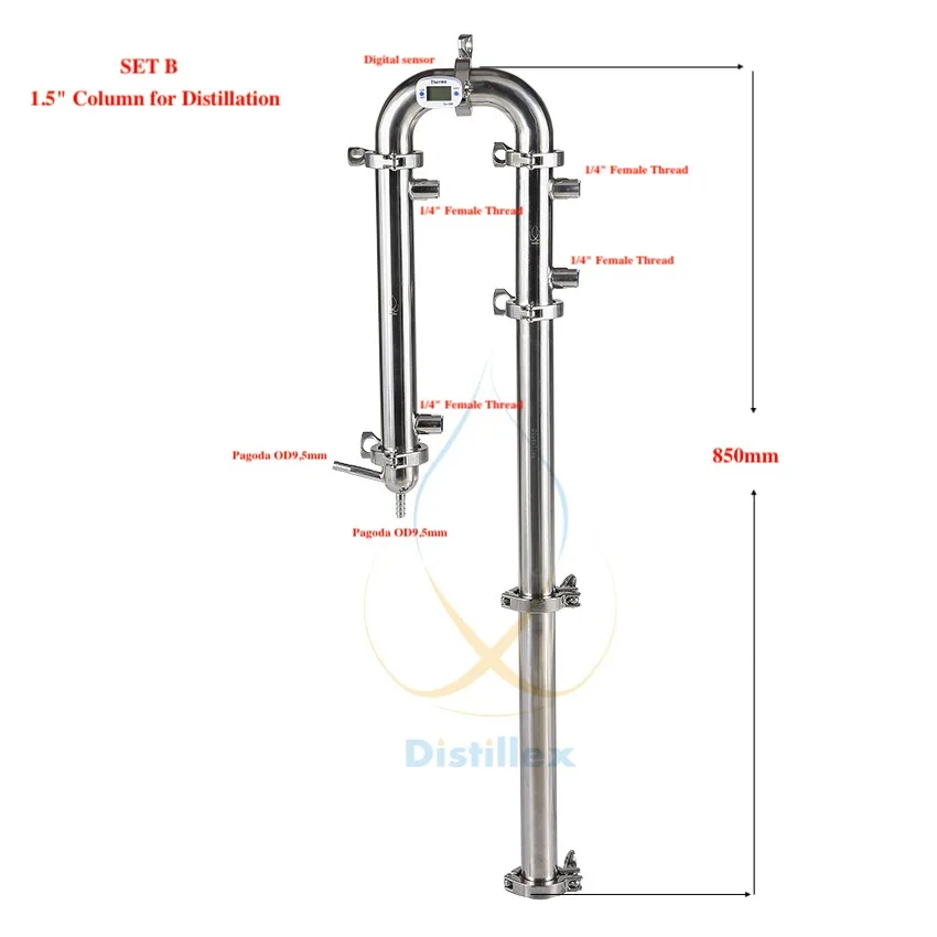 1," od50.5 мм рефлюкс башня, дистиллятор, колонка для дистилляции, санитарная сталь 304