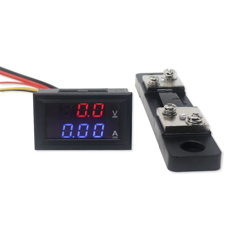 MINI AMPEROMETRO 50A LED ROSSO DC con RESISTENZA DI SHUNT 75mV ammeter digital MINI AMPEROMETRO 50A LED ROSSO DC con RESISTENZA DI SHUNT 75mV ammeter digital