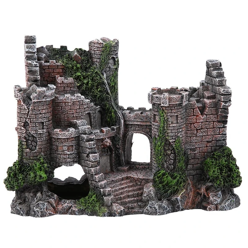 

Aquarium Artificial Castle Decoration Fish Tank Ancient Castle Tower Ornament Aquarium Rock Cave for Fish Shrimp Turtle Hiding