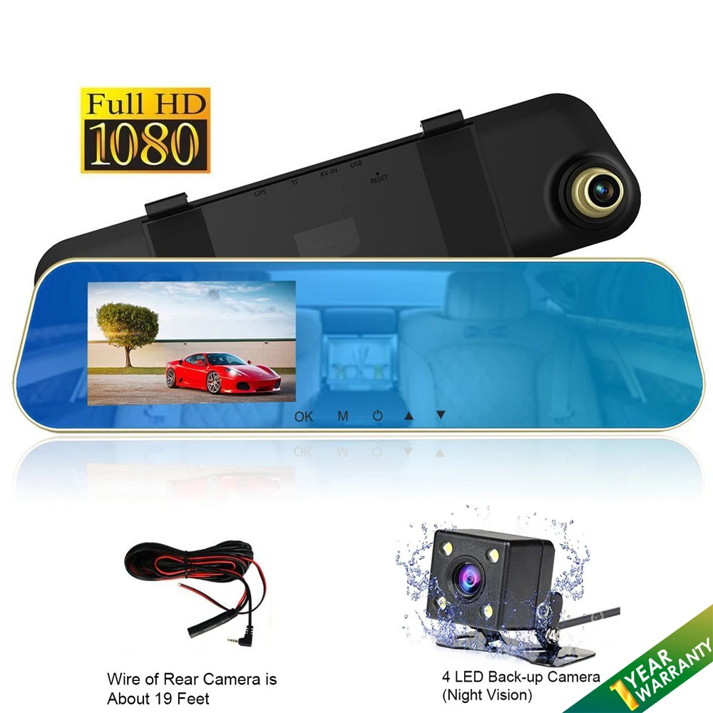 

Vehicle camera Car DVR video recorder dash cam mirror HD 1080P Parking Monitor dvr dual cameras Auto rearview camera full hd