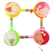 Барабаны детские игрушки мультфильм улыбка дуя барабаны двухсторонняя волна барабанщик качающиеся пластиковые игрушки