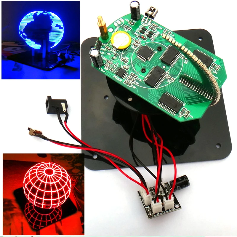 

DIY Spherical Rotation LED Kit 56 POV Rotating clock parts + TTL Serial Downloader
