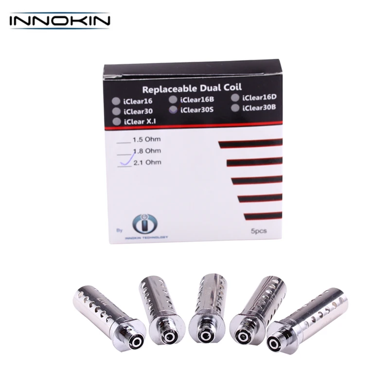 

5PCS Original Innokin iClear 30S Clearomizer Dual Coil Head Iclear 30S Atomizer Rebuildable Coil Head Evaporator vs iClear 30